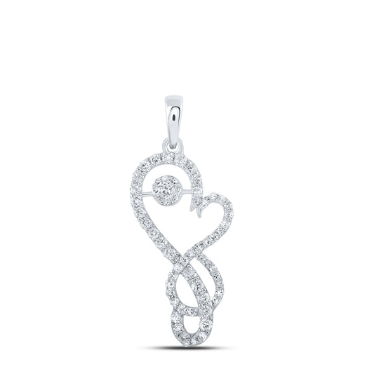 0.49 Ctw Natural Diamond Heart Infinity Pendant in 10k White Gold