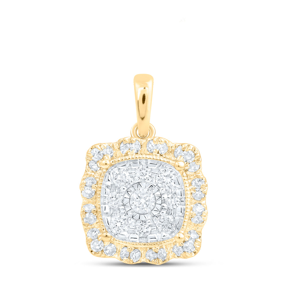 0.34 Ctw Natural Diamond Fashion Cluster Pendant in 10k Yellow Gold