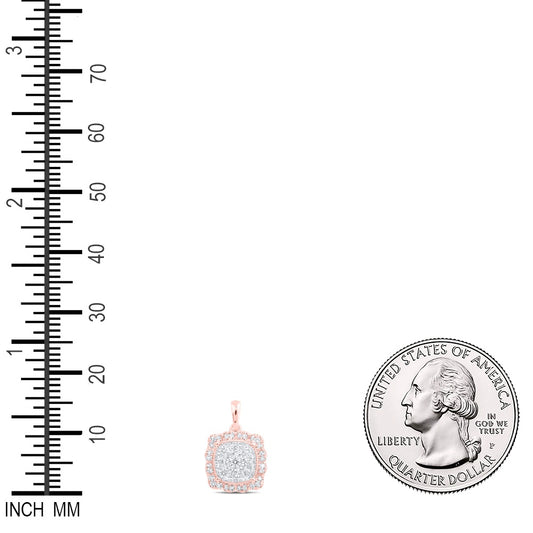 0.34 Ctw Natural Diamond Fashion Cluster Pendant in 10k Rose Gold