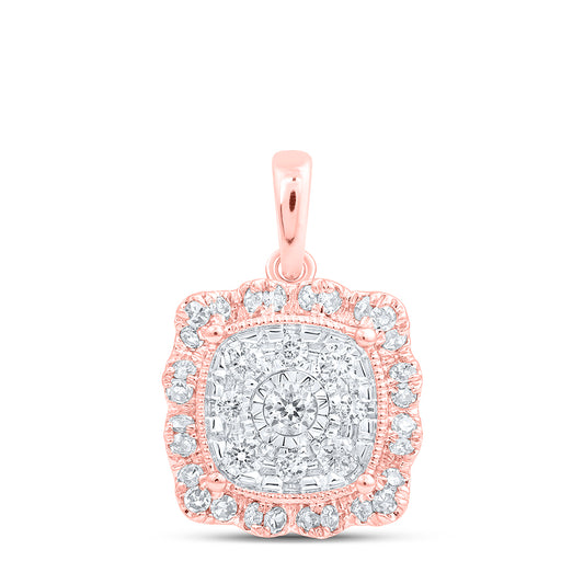 0.34 Ctw Natural Diamond Fashion Cluster Pendant in 10k Rose Gold
