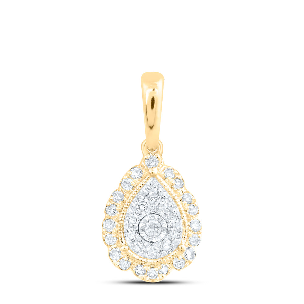 0.21 Ctw Natural Diamond Teardrop Gift Pendant in 10k Yellow Gold