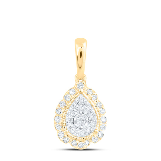 0.21 Ctw Natural Diamond Teardrop Gift Pendant in 10k Yellow Gold