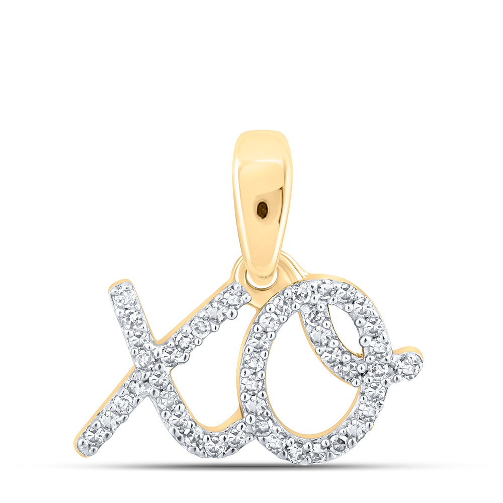 0.09 Ctw Natural Diamond XO Love & Hug Love Pendant in 10k Yellow Gold