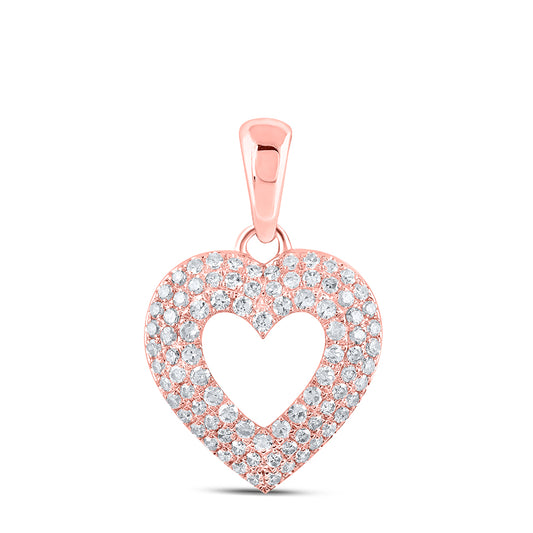 0.5 Ctw Natural Diamond Open Heart Pendant in 10k Rose Gold