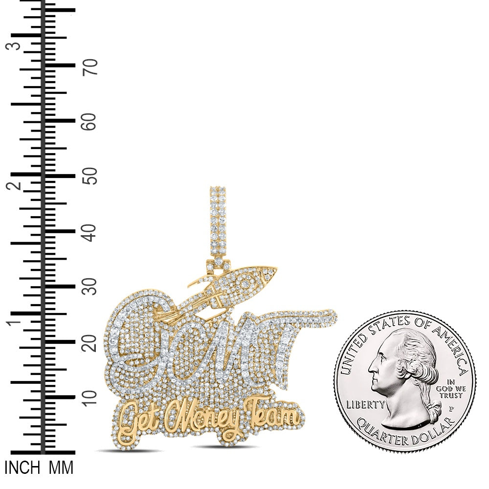 3.75 Ctw Natural Diamond GMT Get Money Team Pendant in 10k Yellow Gold