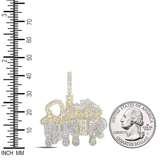 2.9 Ctw Natural Diamond House Of Drip Hiphop Pendant in 10k Yellow Gold