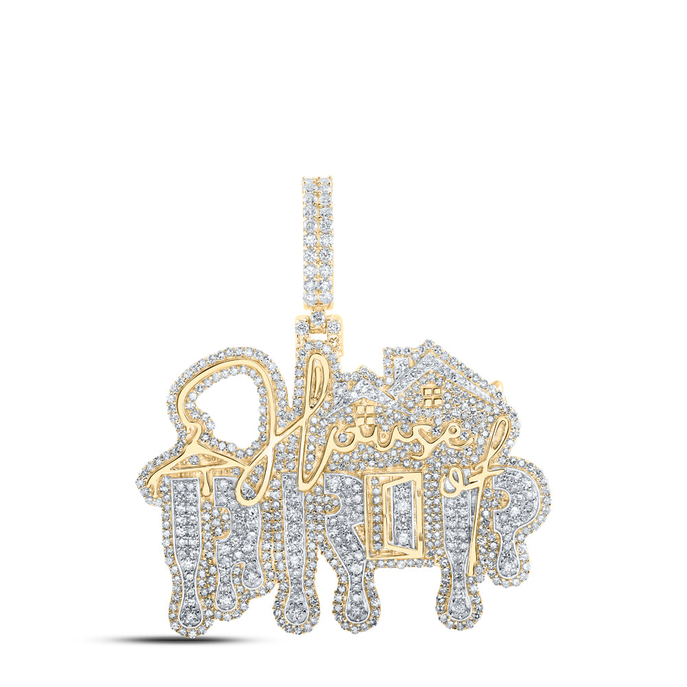 2.9 Ctw Natural Diamond House Of Drip Hiphop Pendant in 10k Yellow Gold