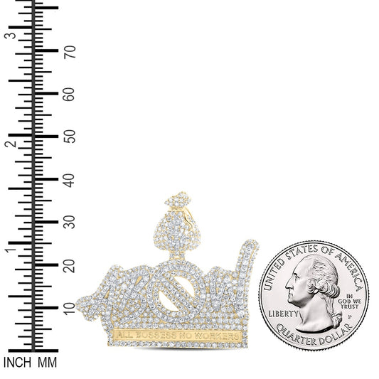 3.03 Ctw Natural Diamond All Bosses No Workers Hiphop Pendant in 10k Yellow Gold