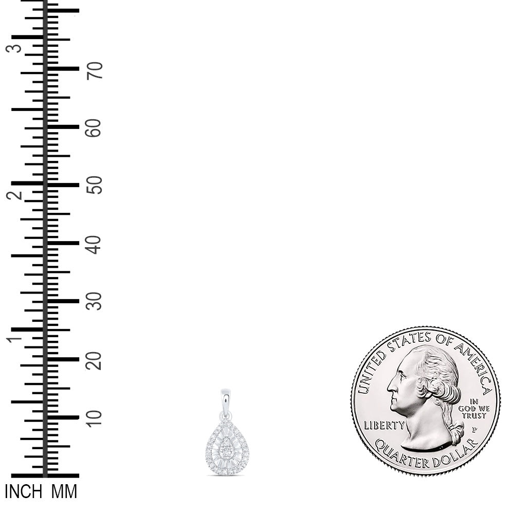 0.12 Ctw Natural Diamond Teardrop Center Illusion Setting Pendant in Sterling Silver