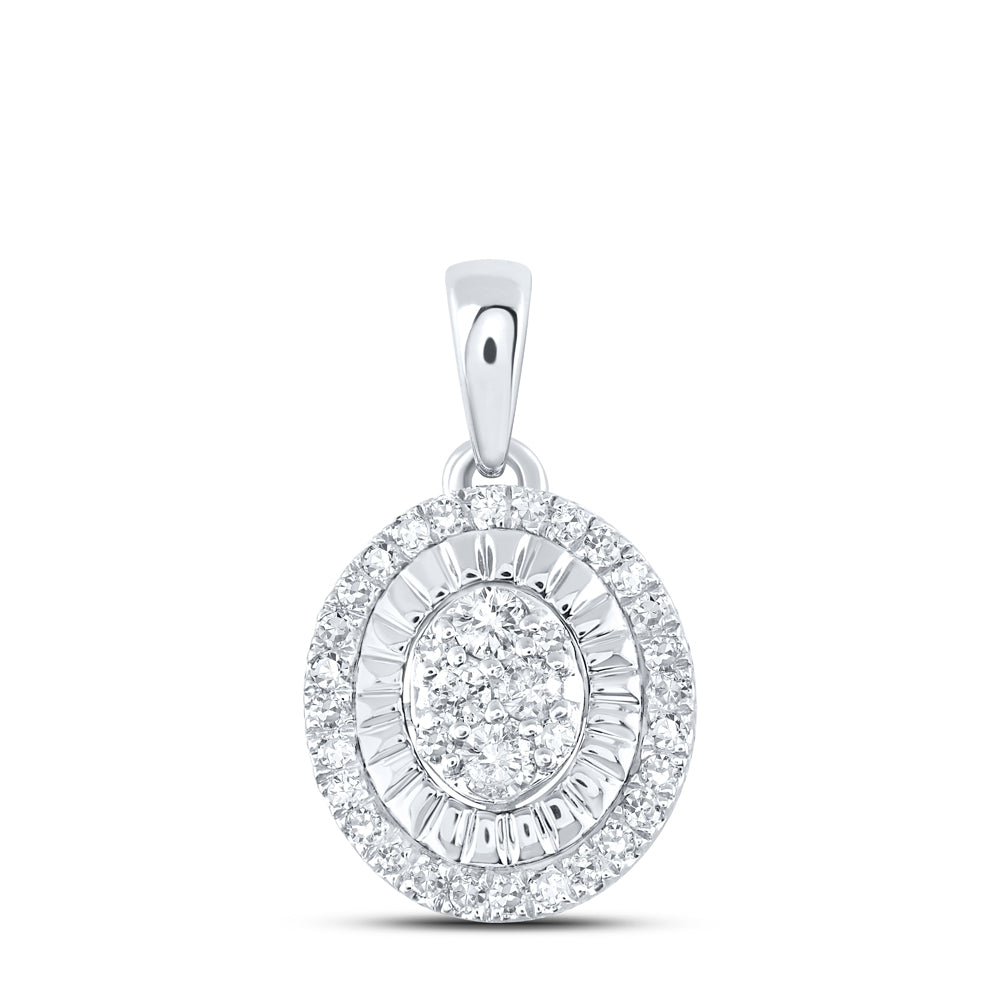 0.2 Ctw Natural Diamond Oval Shaped Pendant in Sterling Silver