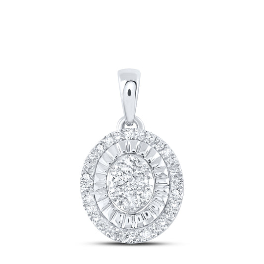 0.2 Ctw Natural Diamond Oval Shaped Pendant in Sterling Silver