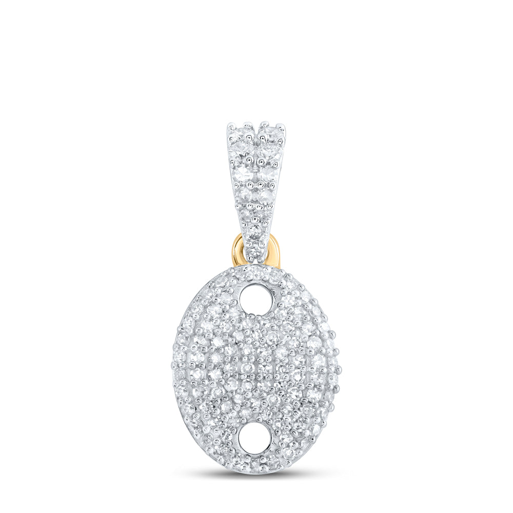 0.33 Ctw Natural Diamond Puff Mariner Shape Pendant in 10k Yellow Gold
