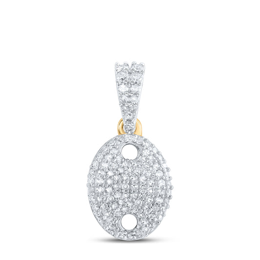 0.33 Ctw Natural Diamond Puff Mariner Shape Pendant in 10k Yellow Gold