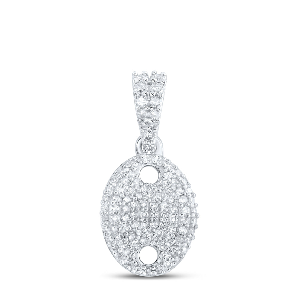 0.33 Ctw Natural Diamond Puff Mariner Shape Pendant in 10k White Gold