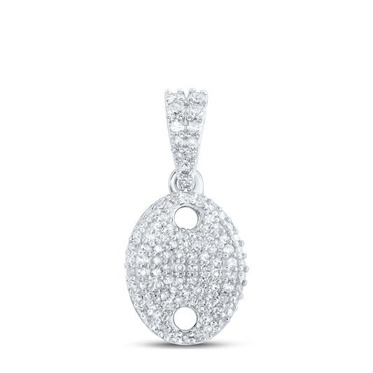 0.33 Ctw Natural Diamond Puff Mariner Shape Pendant in 10k White Gold