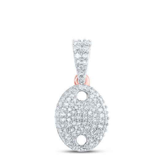 0.33 Ctw Natural Diamond Puff Mariner Shape Pendant in 10k Rose Gold