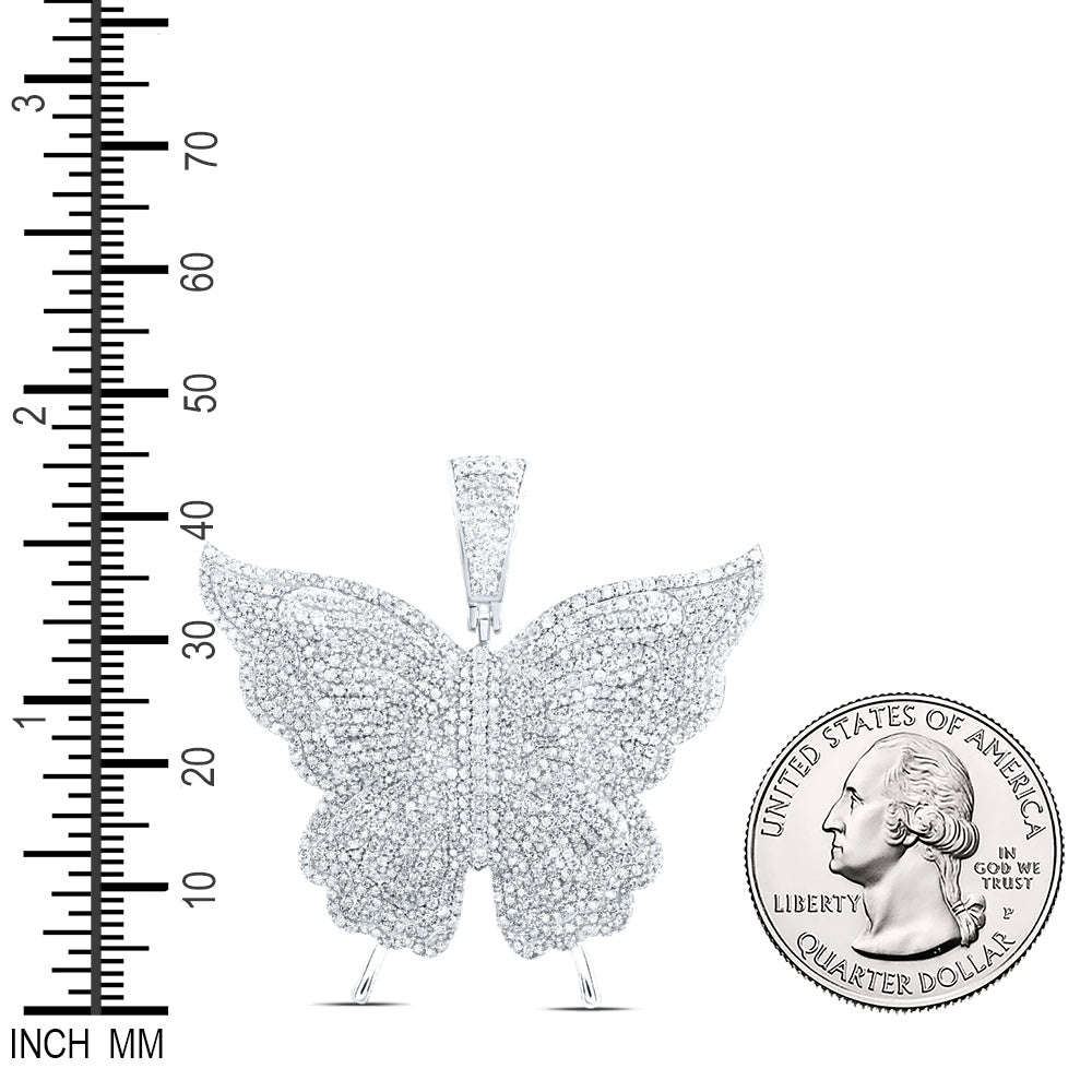 4.19 Ctw Natural Diamond Butterfly Animal Pendant in 10k White Gold