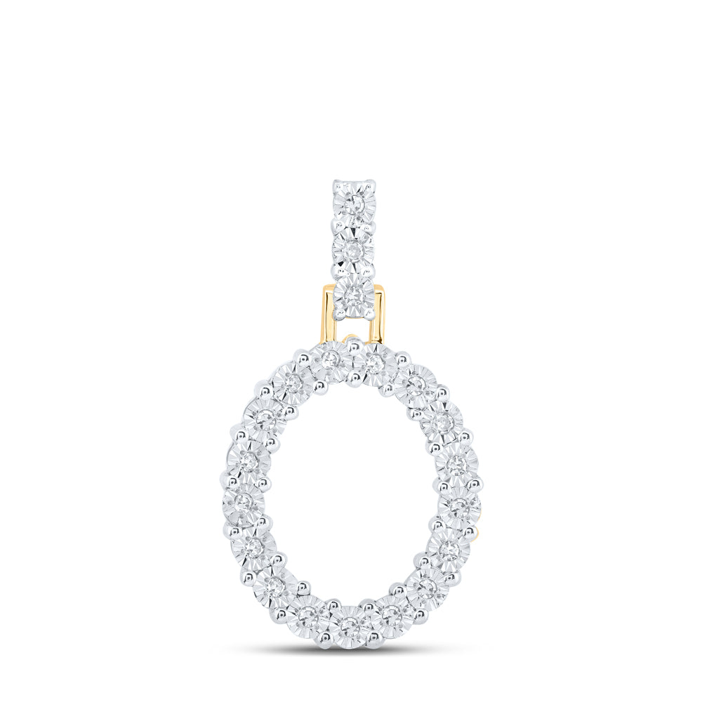0.11 Ctw Natural Diamond Tennis Initial Letter O Pendant in 10k Yellow Gold
