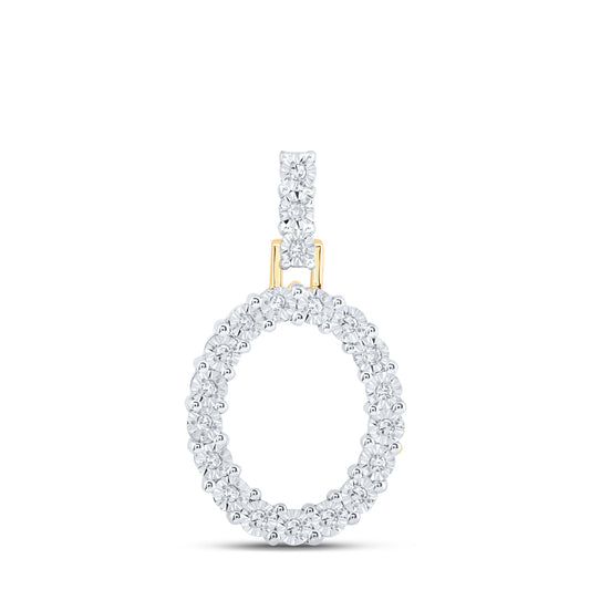 0.11 Ctw Natural Diamond Tennis Initial Letter O Pendant in 10k Yellow Gold