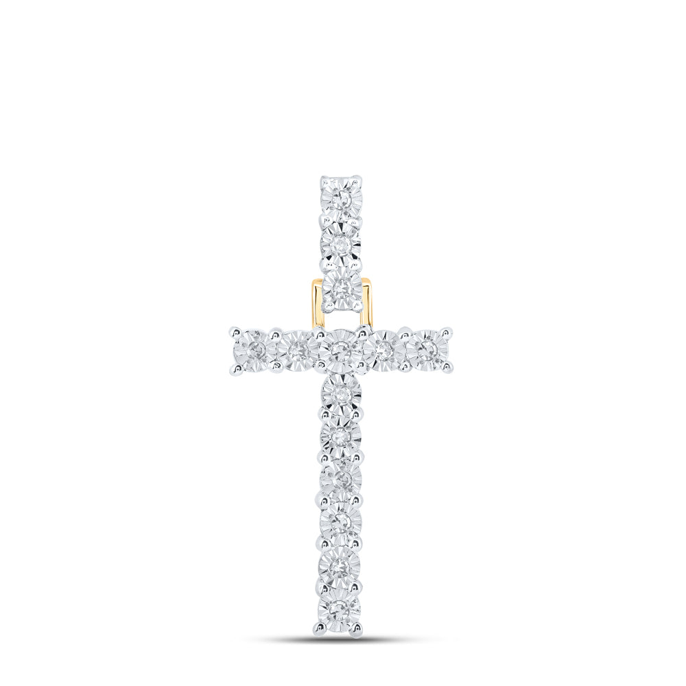 0.08 Ctw Natural Diamond Tennis Initial Letter T Pendant in 10k Yellow Gold
