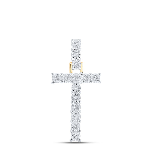 0.08 Ctw Natural Diamond Tennis Initial Letter T Pendant in 10k Yellow Gold