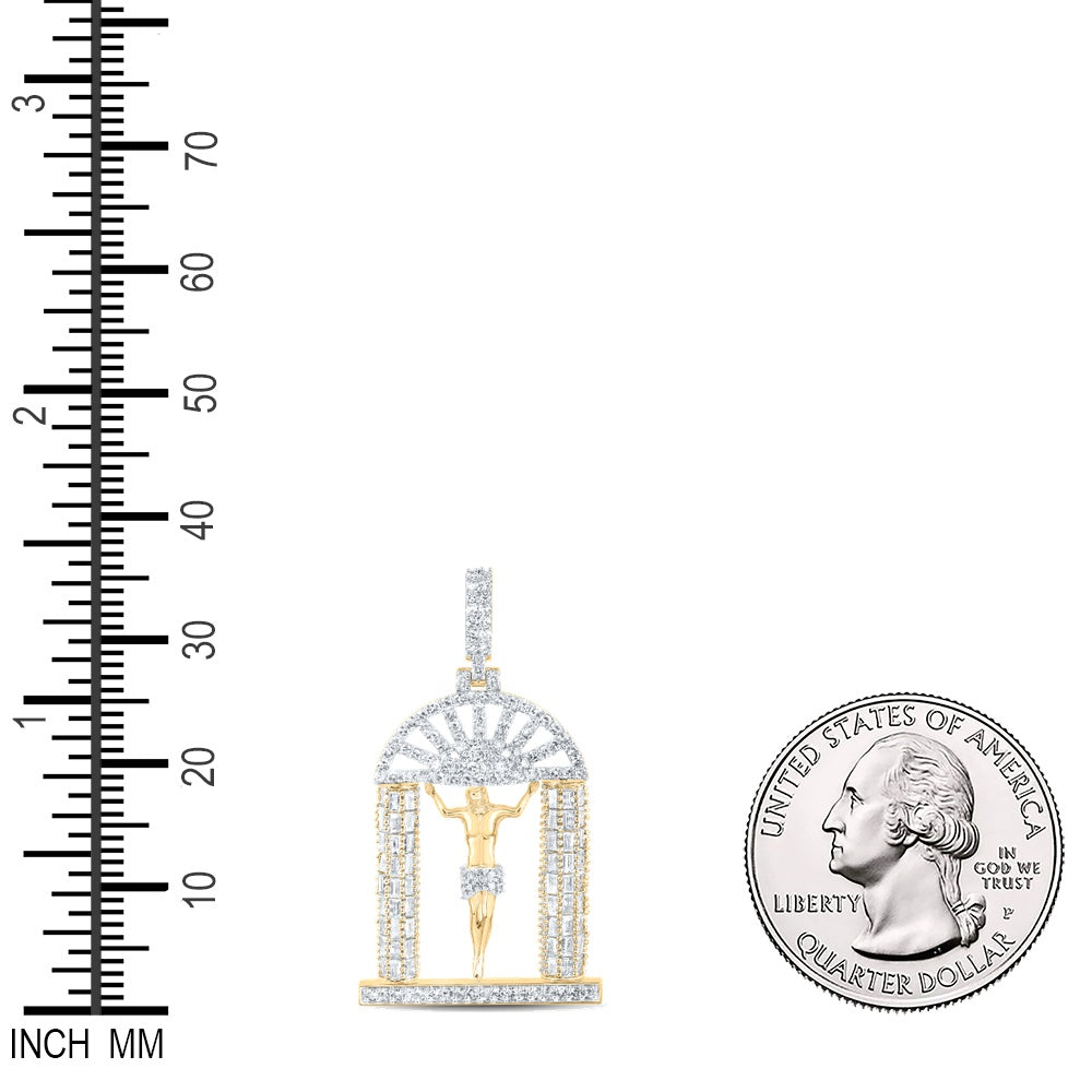 3.79 Ctw Natural Diamond Jesus Pendant in 10k Yellow Gold