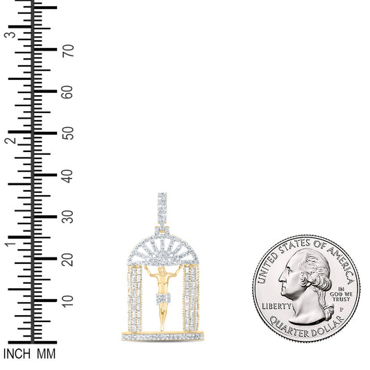 3.79 Ctw Natural Diamond Jesus Pendant in 10k Yellow Gold