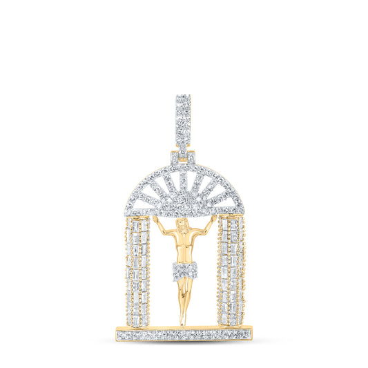 3.79 Ctw Natural Diamond Jesus Pendant in 10k Yellow Gold
