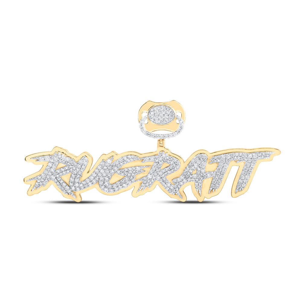 2.67 Ctw Natural Diamond RUGRATT Namplate Gift Pendant in 10k Yellow Gold