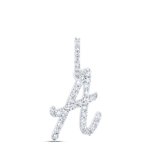 0.15 Ctw Natural Diamond Initial Letter A Pendant in 10k White Gold