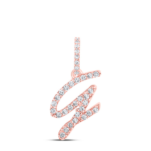 0.14 Ctw Natural Diamond Initial Letter G Pendant in 10k Rose Gold