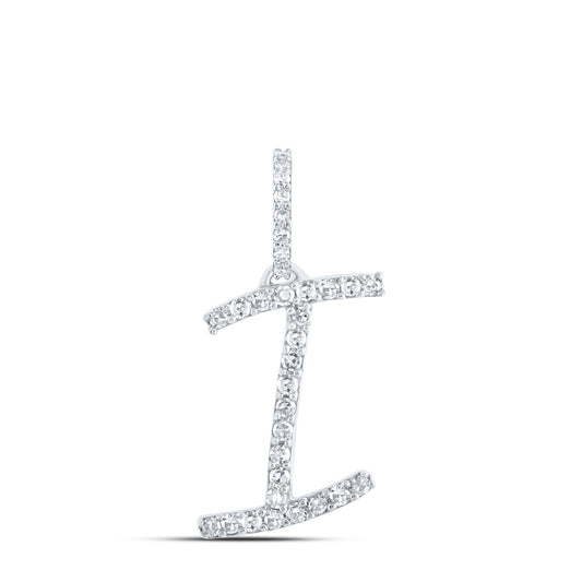 0.14 Ctw Natural Diamond Initial Letter I Pendant in 10k White Gold