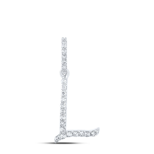 0.1 Ctw Natural Diamond Initial Letter L Pendant in 10k White Gold