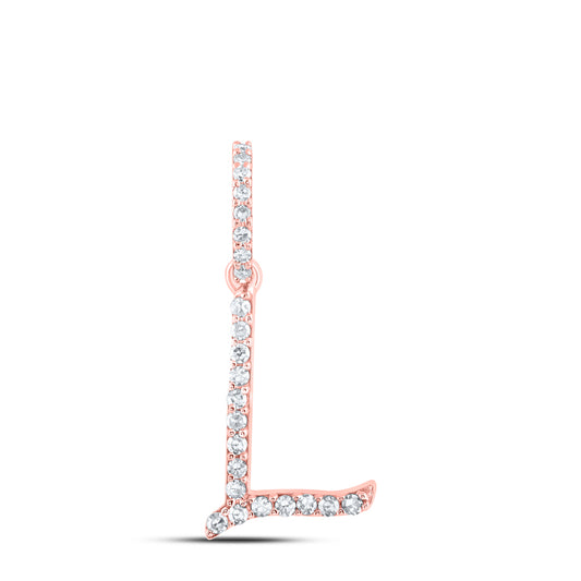 0.1 Ctw Natural Diamond Initial Letter L Pendant in 10k Rose Gold