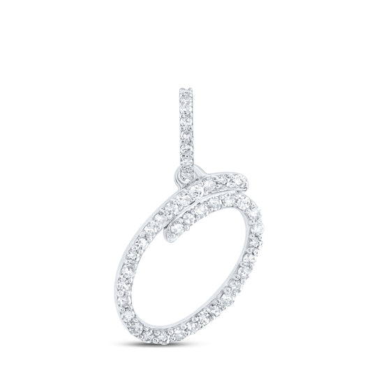 0.17 Ctw Natural Diamond Initial Letter O Pendant in 10k White Gold