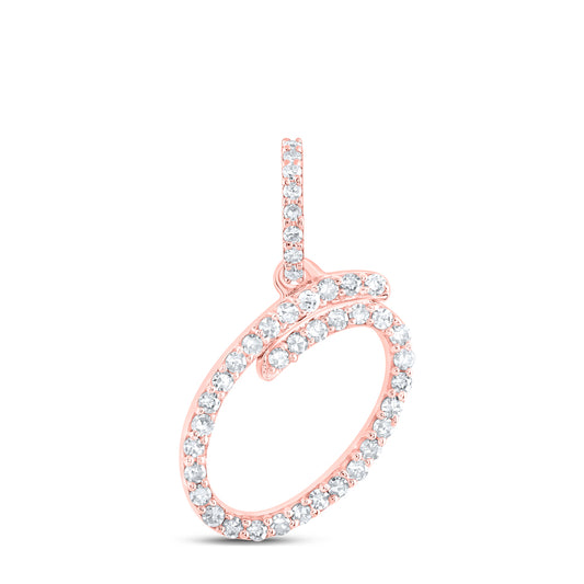 0.17 Ctw Natural Diamond Initial Letter O Pendant in 10k Rose Gold