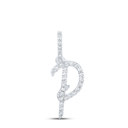 0.13 Ctw Natural Diamond Initial Letter P Pendant in 10k White Gold