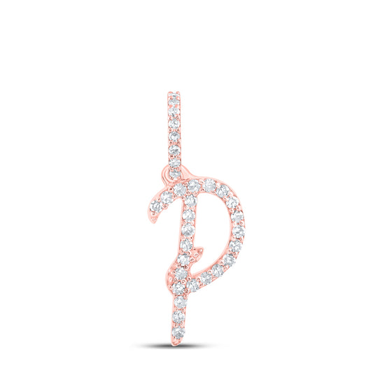 0.13 Ctw Natural Diamond Initial Letter P Pendant in 10k Rose Gold