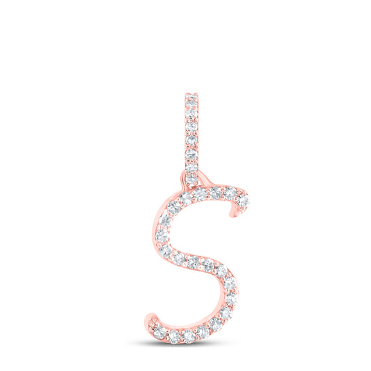 0.11 Ctw Natural Diamond Initial Letter S Pendant in 10k Rose Gold
