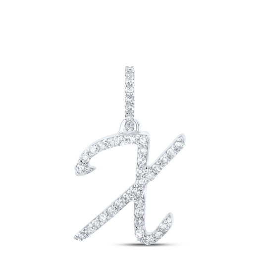 0.16 Ctw Natural Diamond Initial Letter X Pendant in 10k White Gold