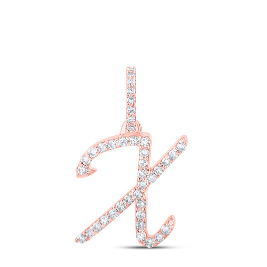 0.16 Ctw Natural Diamond Initial Letter X Pendant in 10k Rose Gold