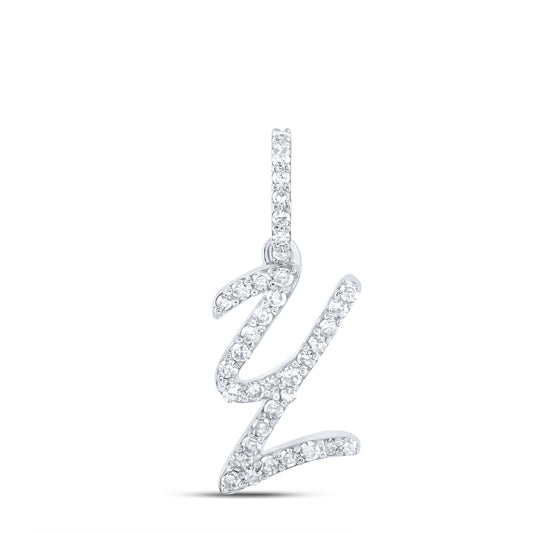 0.13 Ctw Natural Diamond Initial Letter Y Pendant in 10k White Gold