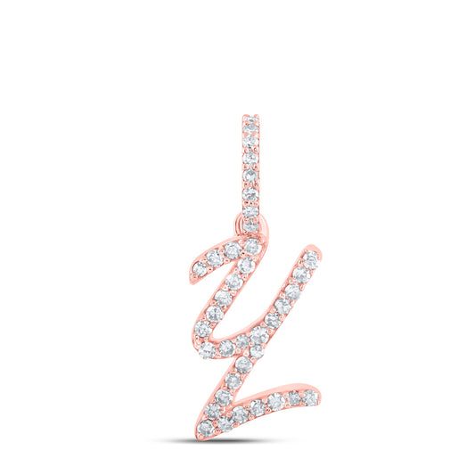0.13 Ctw Natural Diamond Initial Letter Y Pendant in 10k Rose Gold