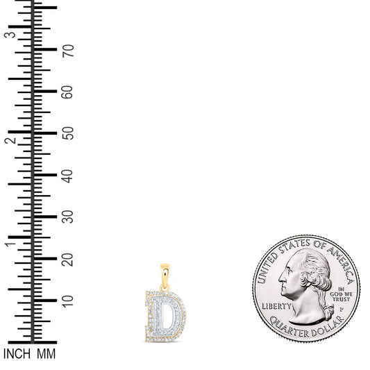 0.21 Ctw Natural Diamond Hiphop Block Initial Letter D Pendant in 10k Two-tone Gold