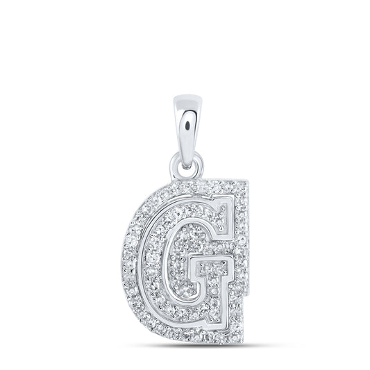 0.21 Ctw Natural Diamond Hiphop Block Initial Letter G Pendant in 10k White Gold