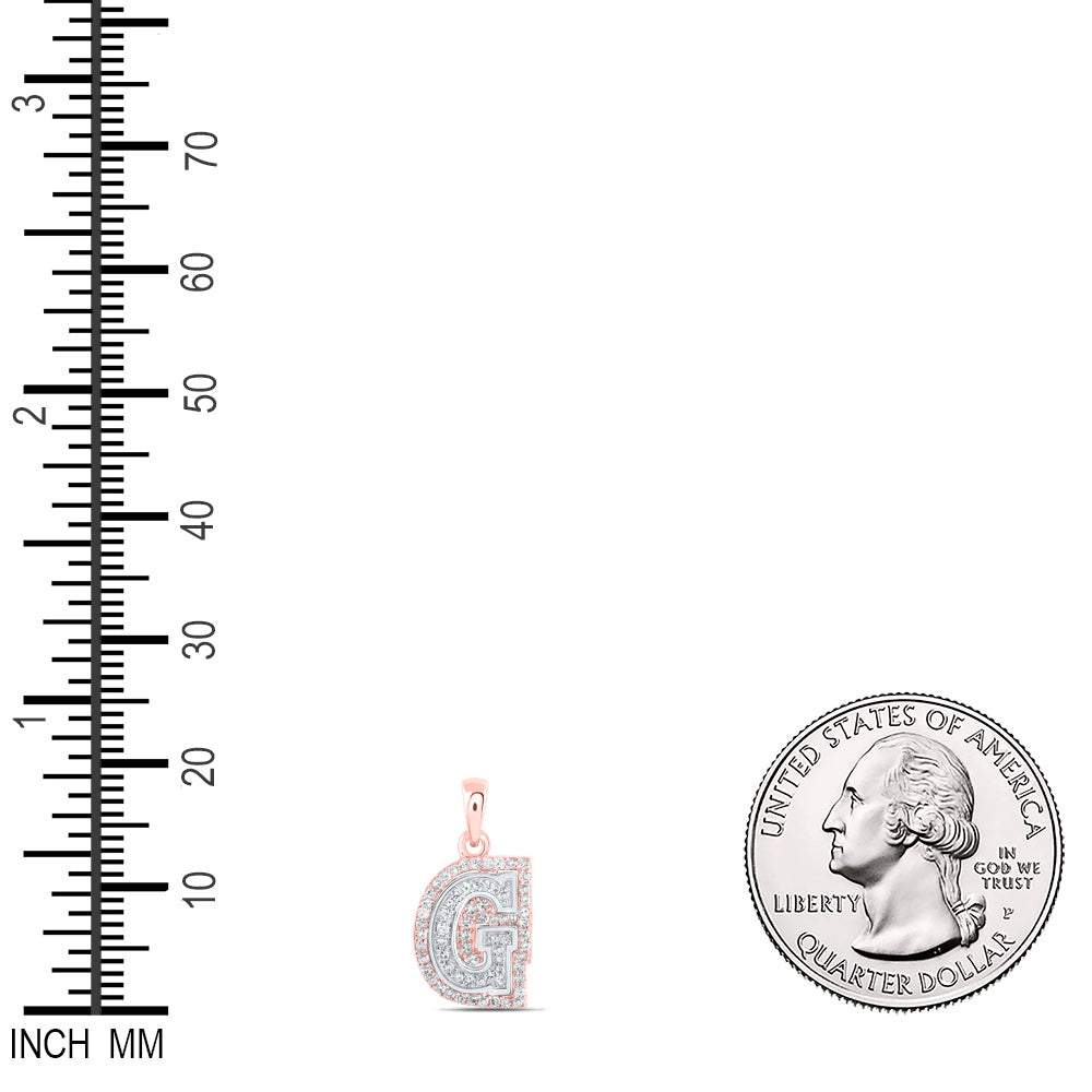 0.21 Ctw Natural Diamond Hiphop Block Initial Letter G Pendant in 10k Two-tone Gold