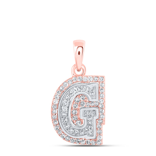 0.21 Ctw Natural Diamond Hiphop Block Initial Letter G Pendant in 10k Two-tone Gold