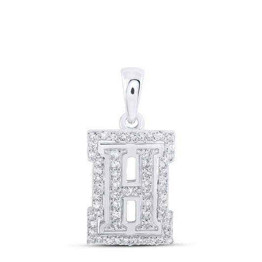 0.21 Ctw Natural Diamond Hiphop Block Initial Letter H Pendant in 10k White Gold