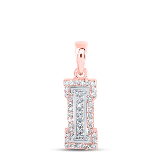 0.14 Ctw Natural Diamond Hiphop Block Initial Letter I Pendant in 10k Two-tone Gold