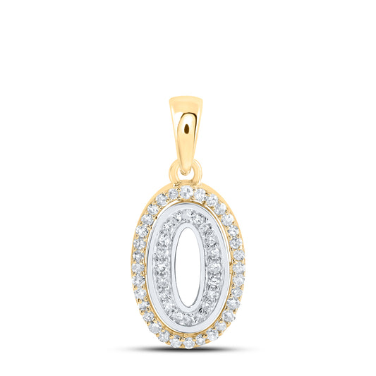 0.17 Ctw Natural Diamond Hiphop Block Initial Letter O Pendant in 10k Two-tone Gold